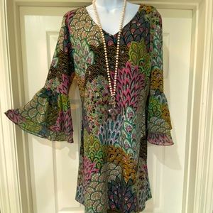 MSK Shift Dress with Flared Sleeves S/M